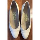 Salvatore Ferragamo  Cream Leather Heels Pumps Shoes Size 6 1/2B Almond Toe Shape Photo 4