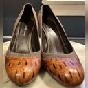 DKNY  Brown & Tan Spool Heels Animal Print SZ 7 Made In Italy 🇮🇹 Heel is 4 inch Photo 6