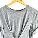 Joie  Lizeth Lace Up Corset Front Short Sleeve Top in Heather Grey 100% Cotton, M Photo 2