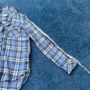 Thread and Supply  Blue Plaid Button Up Long Sleeve Women's Shirt Flannel SMAL Photo 4