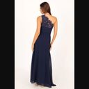 Petal and Pup  Diana Navy Blue Lace One Shoulder Maxi Dress S Photo 4