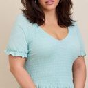 Torrid  2 Smocked Babydoll Top 2X Cotton Modal Slub Canal Blue Photo 5