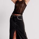 Free People NWOT  x One Teaspoon Black Denim Oak Studded Rocko Slit Midiskirt Photo 0