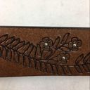 Faded Glory  Brown Leather Floral Leaf Embossed Print Chunky Western Belt S/M Photo 4