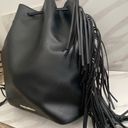 Victoria's Secret VICTORIA’S SECRET Black Fashion Show Faux Leather Fringe Drawstring Backpack Photo 5