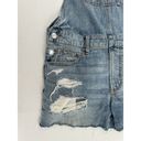 American Eagle  Bib Overall Shorts Sz S Distressed Blue Denim Shortalls 4”’inseam Photo 3