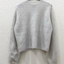 Banana Republic 551630-02 Light Gray Cropped Ribbed Ballon Sleeve Sweater Size L Photo 2