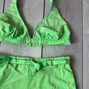 Catalina Vintage 70s  Swimsuit Neon Green Retro Pinup Style High Waist Bottoms 10 Photo 1