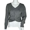 JOA  Sweater Womens Medium Gray Twist Front Cropped Basic Neutral Minimalist Photo 0