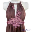 Rebecca Taylor Cocktail Dress 100% Silk Sz 2 Plum Purple Flower Appliqués Photo 3