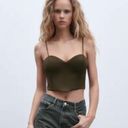 ZARA Bustier / Corset Crop Top Khaki Photo 1