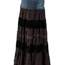 Vintage Y2K Rosa & Rose Maxi Skirt Small Denim Tiered Velvet Lace Fairy Grunge Blue Photo 2