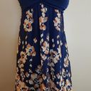 Forever 21 Blue/Orange Floral Strapless Dress, Women's M Photo 6