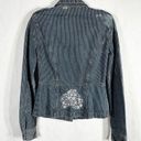 DKNY  Small Jean Jacket Reworked Denim Hand Embroidered Bleached Distressed 509 Photo 1