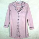 Cupcakes and Cashmere Pink Button Night Gown Black Trim Size Sm‎ Long Sleeve Photo 0