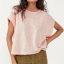 Free People NEW! We The  You Rock Tee PALE PINK Short Sleeve SMALL Boxy Cropped Photo 2