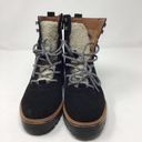 Marc Fisher  Womens Izma Hiking Boots Black Brown Lace Up Block Heels 6M Photo 1