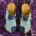 Lower East Side EUC  Vintage Y2K Denim Patchwork Slip on Platform Clogs Size 7 Photo 0