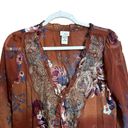 Daytrip  Buckle Top Womens Medium Multicolor Floral Print Sheer Button Up Blouse Photo 1