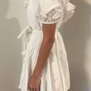 Target RHODE for  White Cotton One Shoulder Ruffle Braided Belt Short Dress Small Photo 5