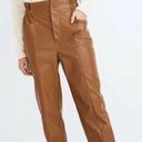 Madewell Vegan Leather Pull-On Paperbag Pants in Camel Photo 0