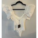 One Piece Les Lis Women's Ruffled Ribbed Bodysuit Size Large Creamy White  NWT Photo 4