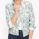 Talbots  Classic White Denim Jacket  Watercolor Vases Print Women's Photo 1