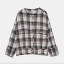 ZARA  Plaid Tweed Jacket Blogger Favorite Cropped Blazer Ballloon Sleeve Photo 13