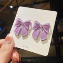 Purple Bow Pearl Stud Earrings for Women Photo 1