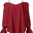 Yoins S Cold Shoulder Long Sleeve Tops for Women Lace-up Chiffon Casual Blouse Photo 2