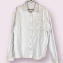 We Wore What  Denim boyfriend shirt top white shacket Medium/Large Photo 0