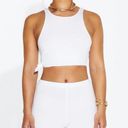 Naked Wardrobe  MICRO MODAL WHITE CROPPED KNOTTED TANK TOP LARGE Photo 0