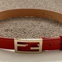 Fendi Authentic  red leather belt with golden buckle and dust bag size 32inch Photo 2