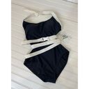 Michael Kors NWT  One Piece Bathing Suit Black White Strappy 1-PC Swimsuit Size S Photo 0