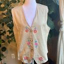 Cabin creek VINTAGE Floral Embroidered Khaki Vest | medium Photo 0