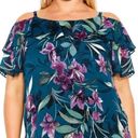 City Chic  NWT Patricia PYT Top Teal Bloom Cold Shoulder Size XXS/12 Photo 0