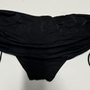 Victoria's Secret  Solid Black Ruched Skirted Tie Side Bikini Bottom Size Large Photo 1