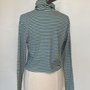 Levi's White Black and Blue Striped Ribbed Long Sleeve Turtleneck T-Shirt Photo 1