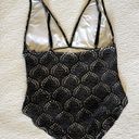 La Blanca  Size 16 Crochet One Piece Swimsuit Black/White Swim Photo 5