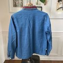 Dress Barn Vintage  Chambray Denim Snowman Applique Embroidered Shirt M Photo 6