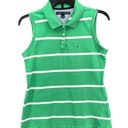 Tommy Hilfiger  Polo Womens M Green White Striped Sleeveless Golf Shirt Top Y2K Photo 0