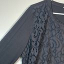 Market & Spruce  Black Pima V-Neck Lace Top Shirt Blouse Size XL EUC #0575-OC Photo 3