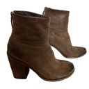 ma*rs èll Chocolate Brown Distressed Leather Block Heel Ankle Bootie 9.5/39.5 Photo 1