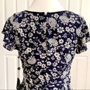 Adrianna Papell  Dress Ditsy Navy Ivory Petunia Tiered Cap Sleeve Dress Size 4 Photo 4