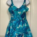 Maxine of Hollywood Women's Vintage  Tropical Teal Swimdress Swimsuit Size 16 EUC Photo 1