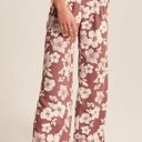 Abercrombie & Fitch Abercrombie Red Floral Linen Wide Leg Pants Photo 0