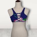 Tinibikini  Reversible Tropical Floral Accent Blue Bikini Criss Cross Top Size S Photo 1