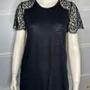 A pea in the pod  Maternity Black Short Lace Sleeve Linen Blouse Size Small Photo 0