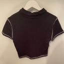 Forever 21 Black Collared Crop Top With White Outline Photo 3