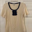 St. John  Blouse size S excellent condition color cream and navy blue color Photo 0